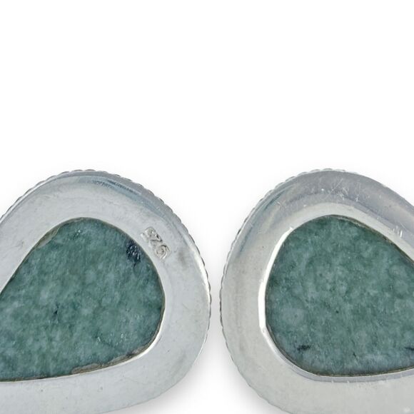 Zandra Lorena Sajbin Sterling Silver 925 Jade "Green Dimensional Drop" Earrings - Picture 3 of 4